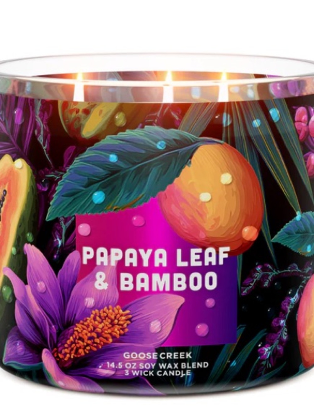 Goose Creek Papaya Leaf & Bamboo 3-Wick Candle NWT